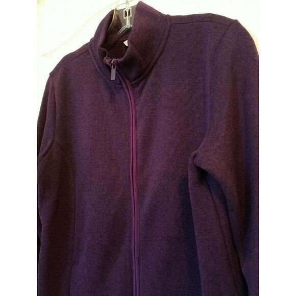 Croft & Barrow Full Zip Fleece Long Sleeves Purple Pockets Polyester Womens M - Picture 2 of 7